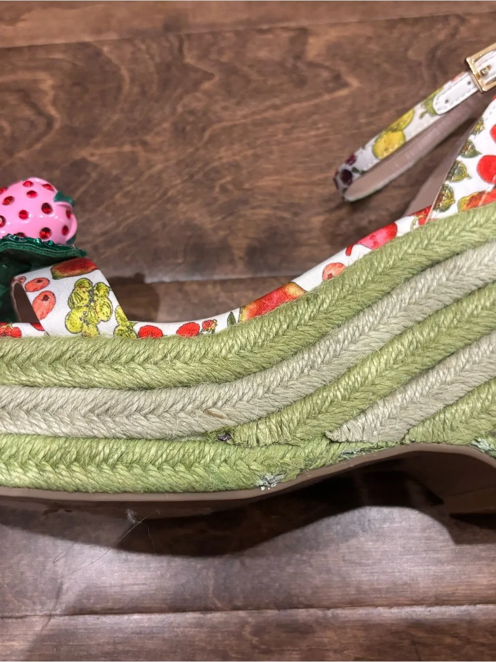 Betsy Johnson Strawberry Embellished Green Platform Sandals - Women